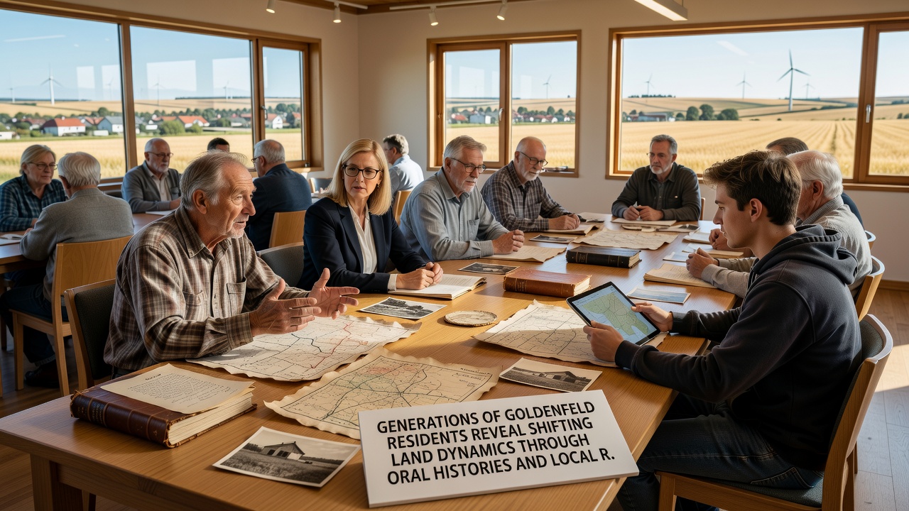 Archival maps and handwritten records documenting land use changes in Goldenfeld